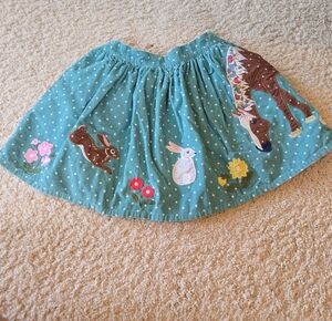 Mini Boden Teal Skirt with Multicolor Floral Print